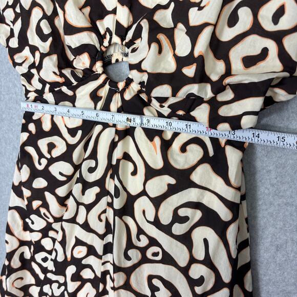 Sincerely Jules Dress Medium Cut Out Key Ruched Resort Mediterranean Cotton Midi - Picture 9 of 14